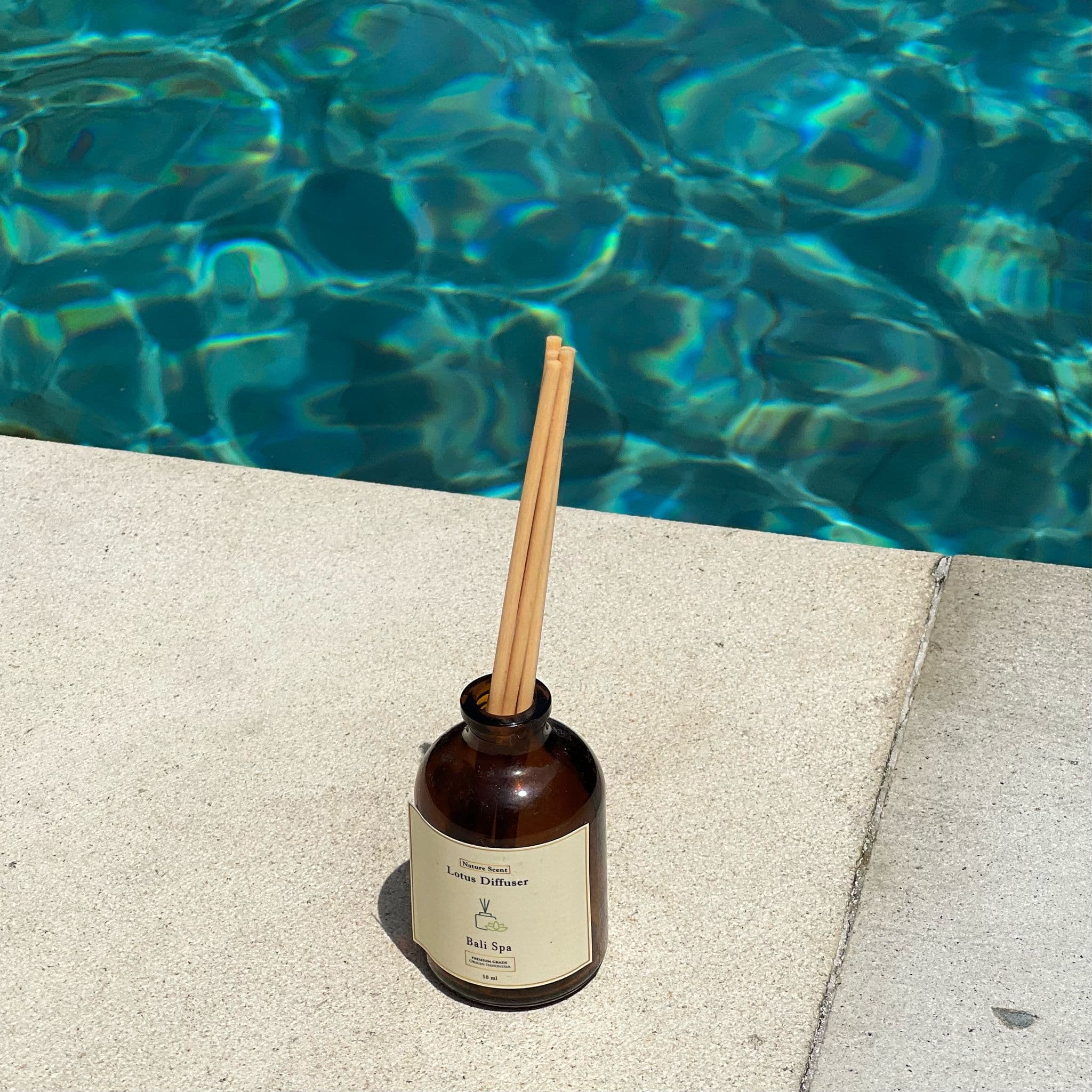 Lotus diffuser at the pool edge
