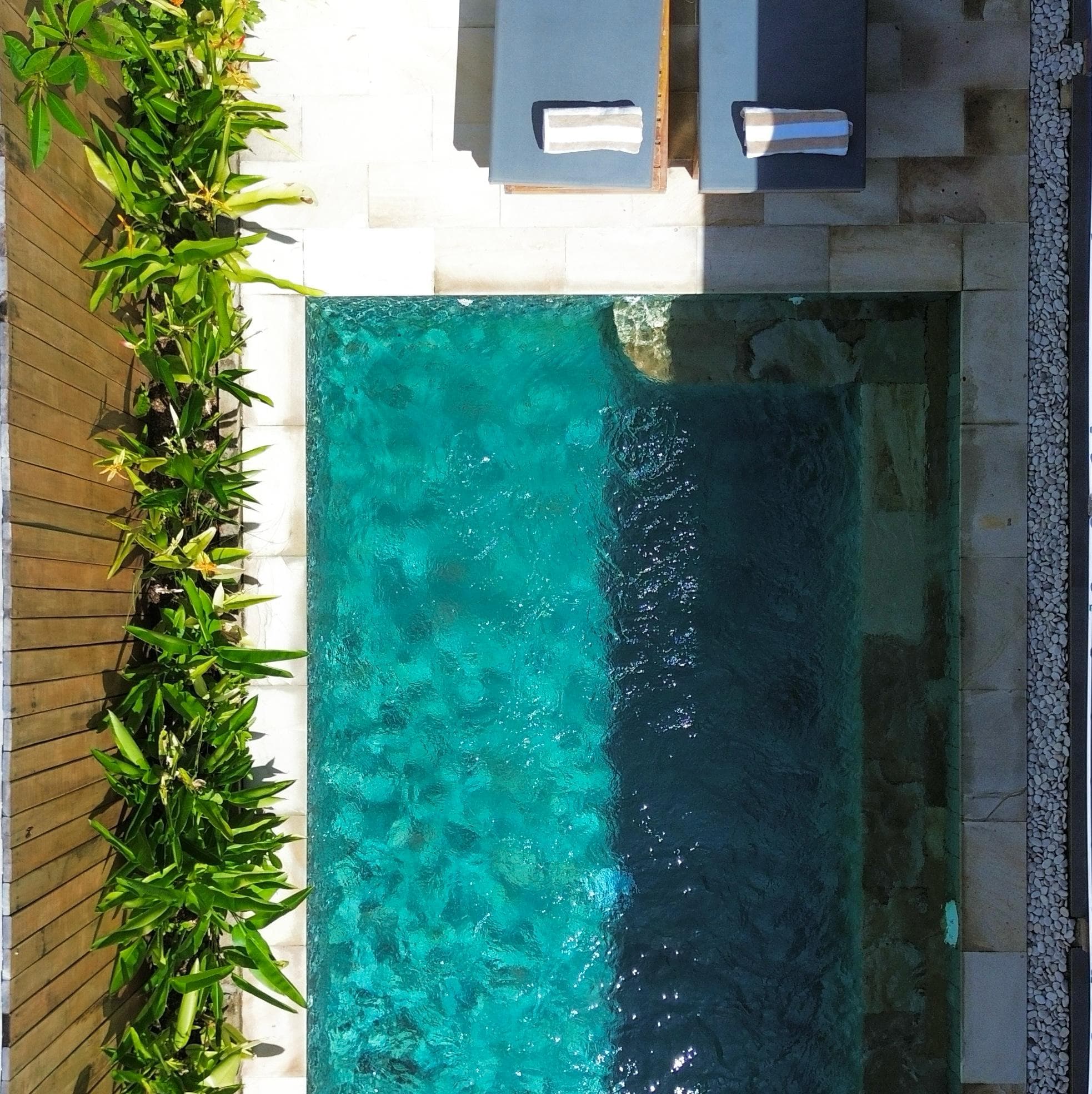 The villa pool from above